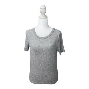 Lucky Brand Ribbed Heather Gray Short-Sleeve Crew Tee